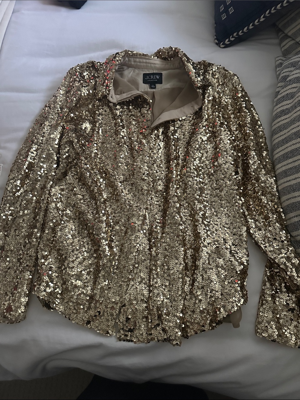 J. Crew Gold Sequin Button-Down Shirt